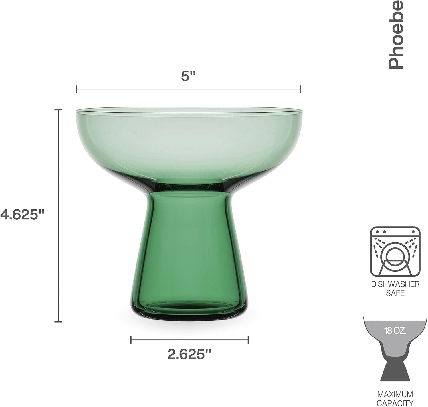 Mikasa Phoebe Margarita Cocktail Glass, Set of 4, Smoke(Sage) - view 2