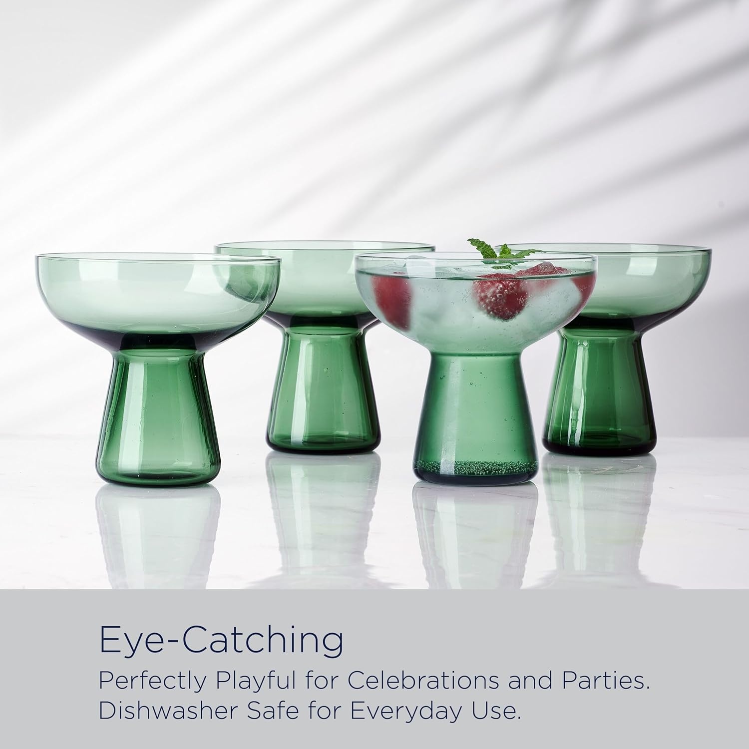Mikasa Phoebe Margarita Cocktail Glass, Set of 4, Smoke(Sage) - view 3
