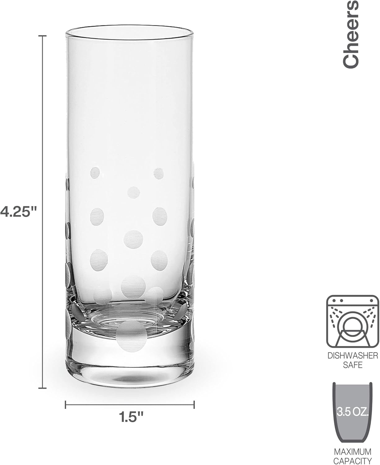 Mikasa Cheers Set of 6 Shot Glasses, 3.5 Ounce(3.5 Ounces)