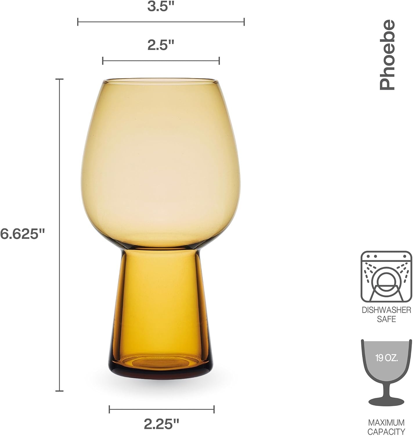 Mikasa Phoebe Goblet Beer Beverage Glass, Set of 4, Amber(Amber) - view 2