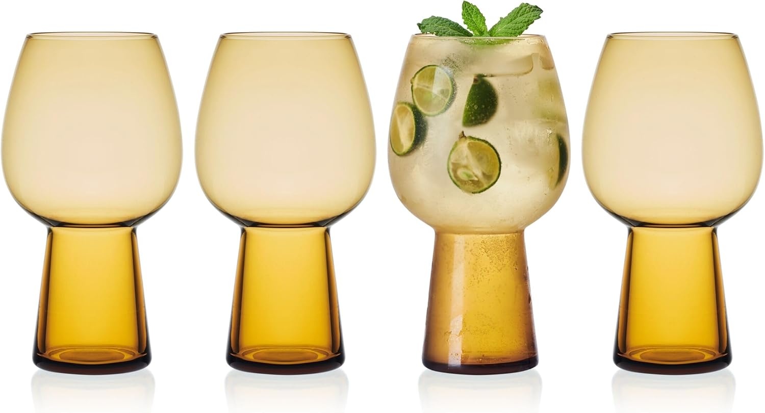 Mikasa Phoebe Goblet Beer Beverage Glass, Set of 4, Amber(Amber) - view 5