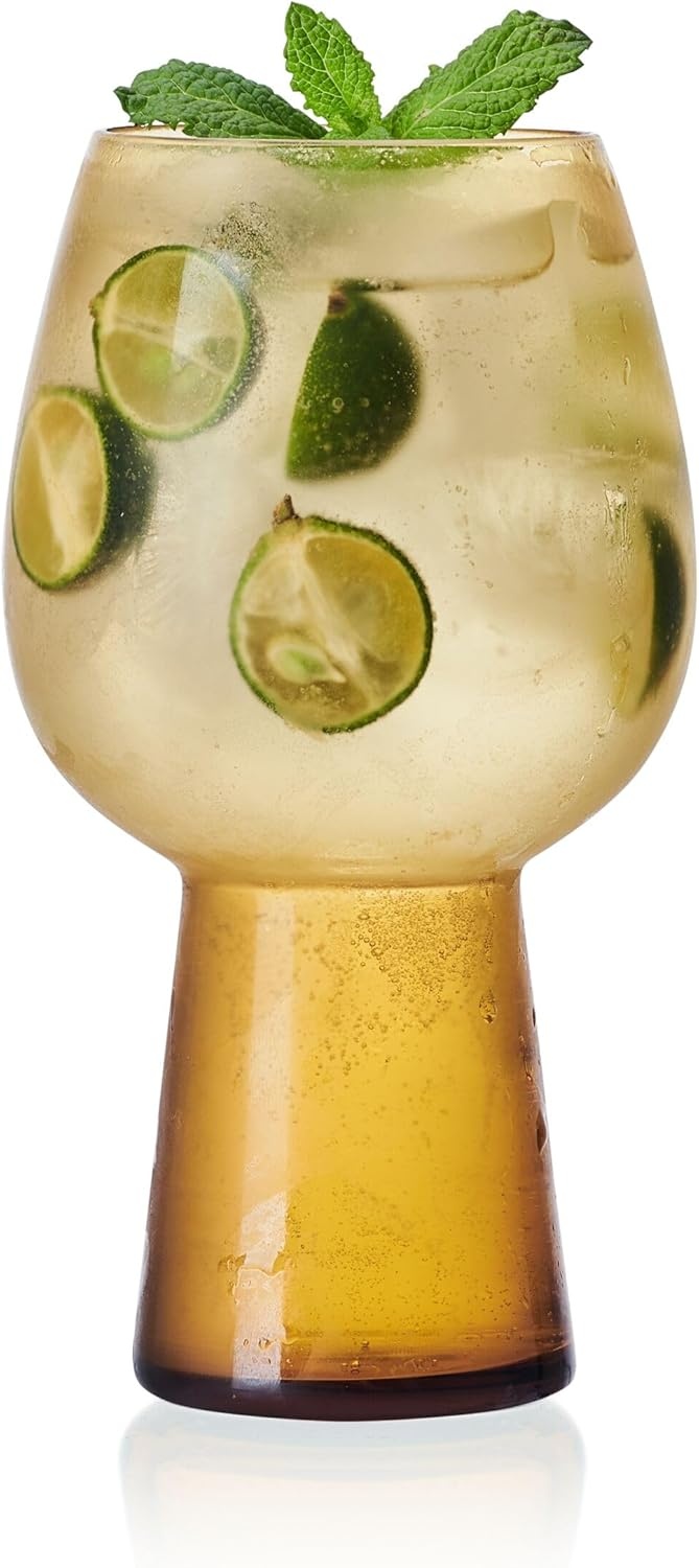 Mikasa Phoebe Goblet Beer Beverage Glass, Set of 4, Amber(Amber) - view 6