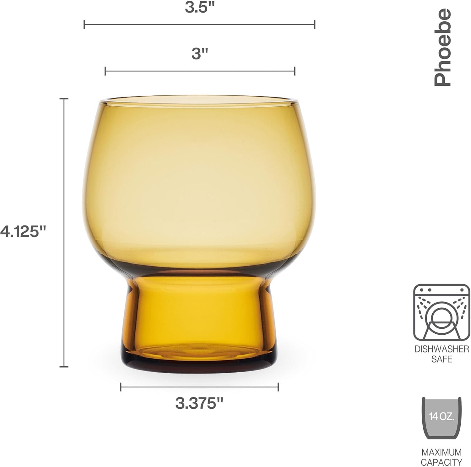Mikasa Phoebe Double Old Fashioned Beverage, Set of 4, Blue(Amber) - view 2