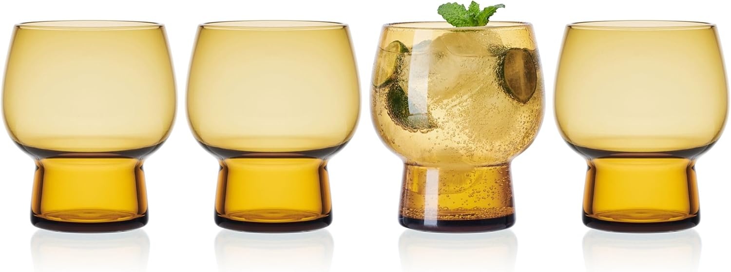 Mikasa Phoebe Double Old Fashioned Beverage, Set of 4, Blue(Amber) - view 5