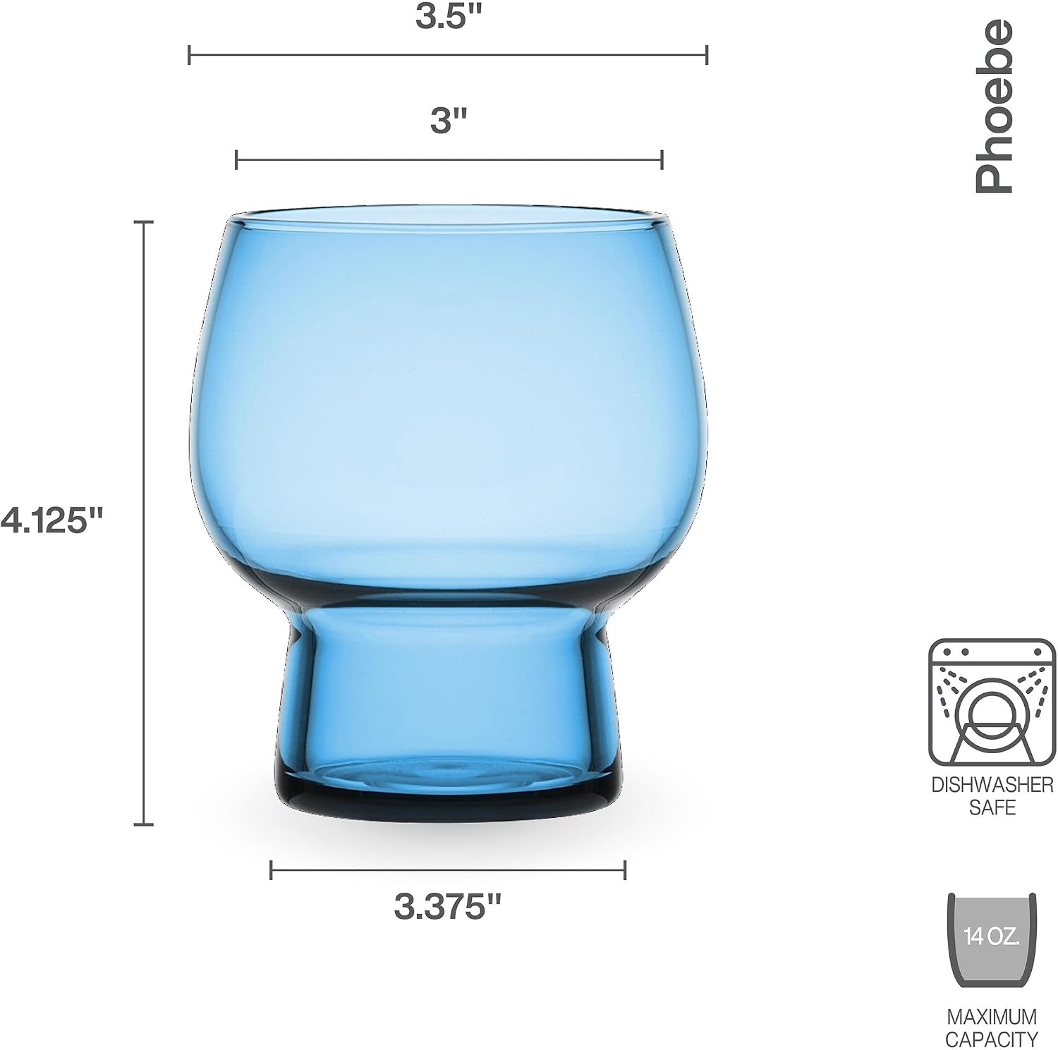 Mikasa Phoebe Double Old Fashioned Beverage, Set of 4, Blue(Blue) - view 2