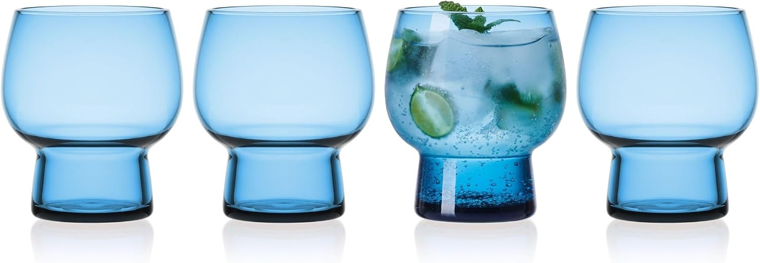Mikasa Phoebe Double Old Fashioned Beverage, Set of 4, Blue(Blue) - view 5