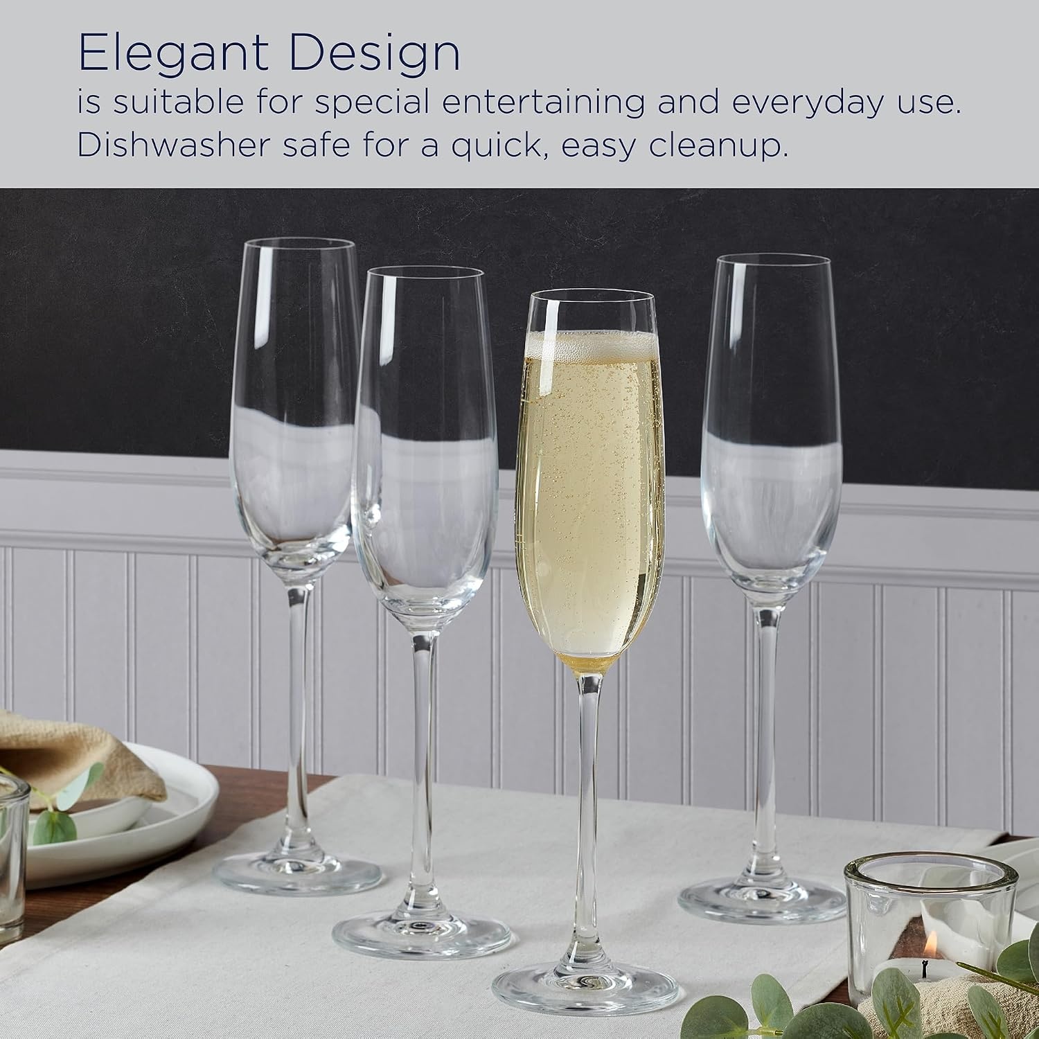 Mikasa Lana Red Wine Balloon Glasses, Set of 4, 23 Ounce, Clear(Glass Flute Champagne) - view 4