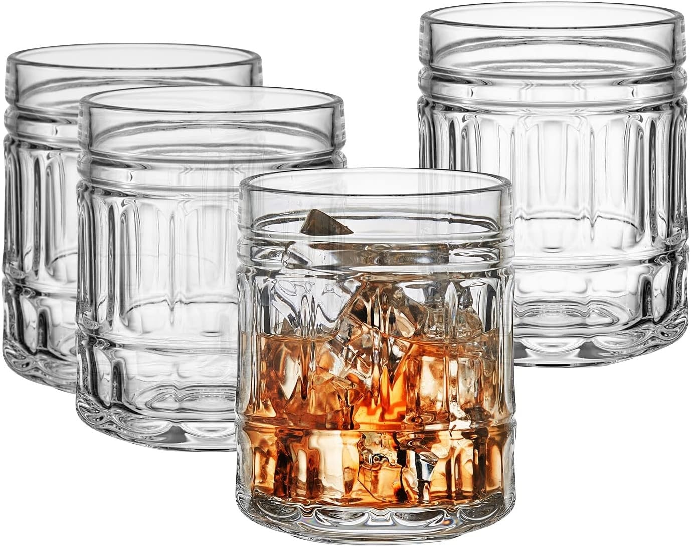 Mikasa Lawrence Double Old Fashioned Whiskey Glasses, Set of 4, Clear(Double Old Fashioned)