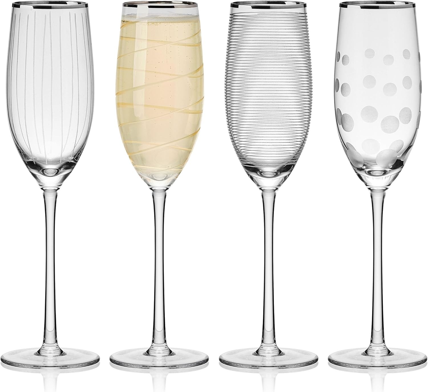 Mikasa Cheers Bordeaux Wine Glass, Set of 4, 24 Ounce, Clear(Platinum Rim Champagne Flute) - view 5
