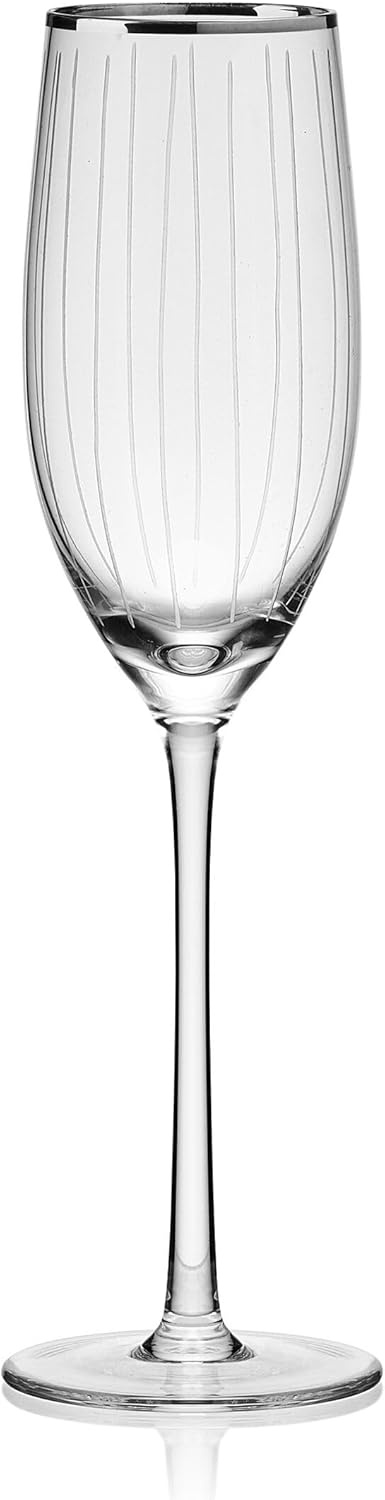 Mikasa Cheers Bordeaux Wine Glass, Set of 4, 24 Ounce, Clear(Platinum Rim Champagne Flute) - view 6