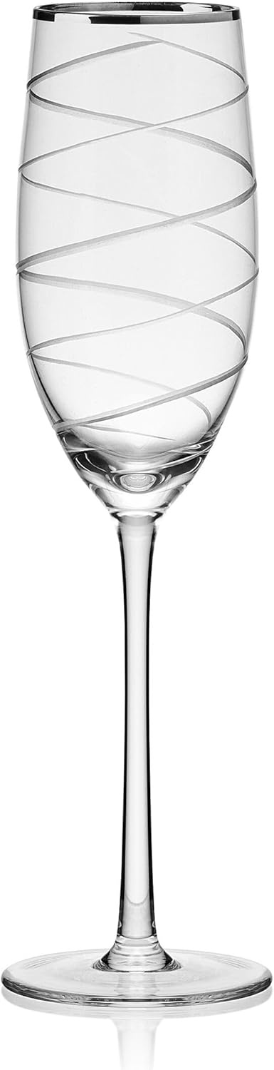Mikasa Cheers Bordeaux Wine Glass, Set of 4, 24 Ounce, Clear(Platinum Rim Champagne Flute) - view 7