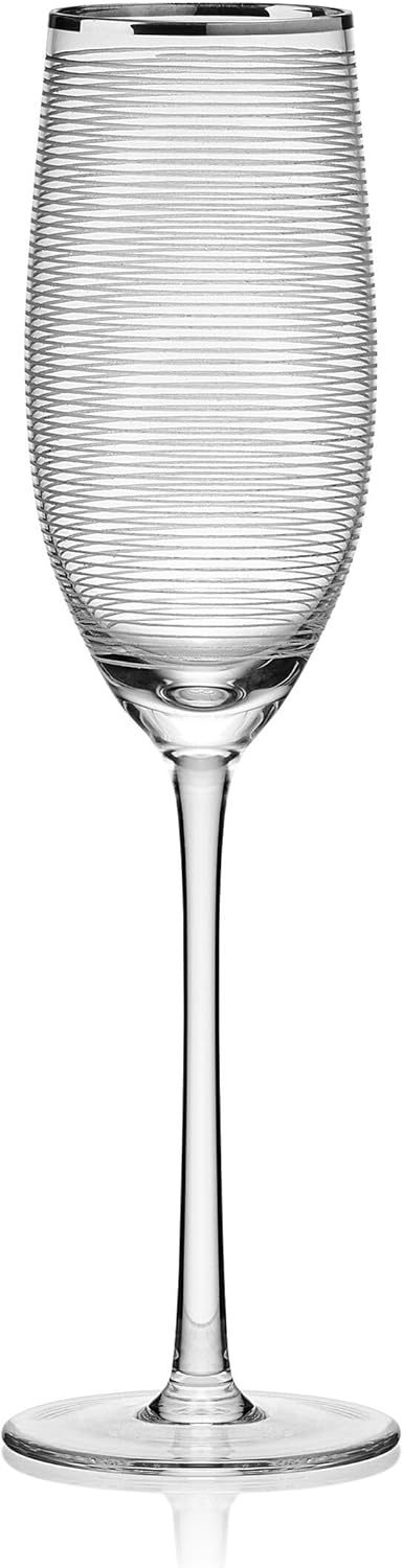 Mikasa Cheers Bordeaux Wine Glass, Set of 4, 24 Ounce, Clear(Platinum Rim Champagne Flute) - view 8