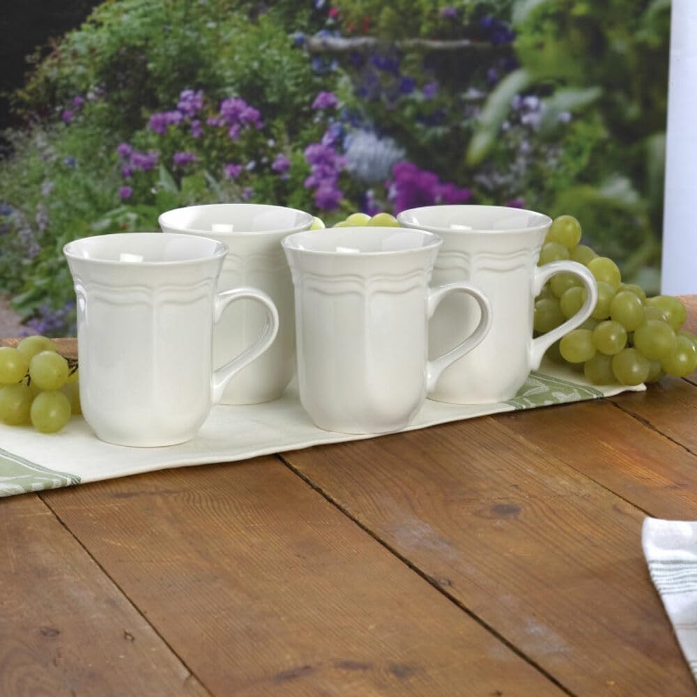 Mikasa French Countryside Mug,s, White, Set of 4 – F9000-415(11 Ounces)