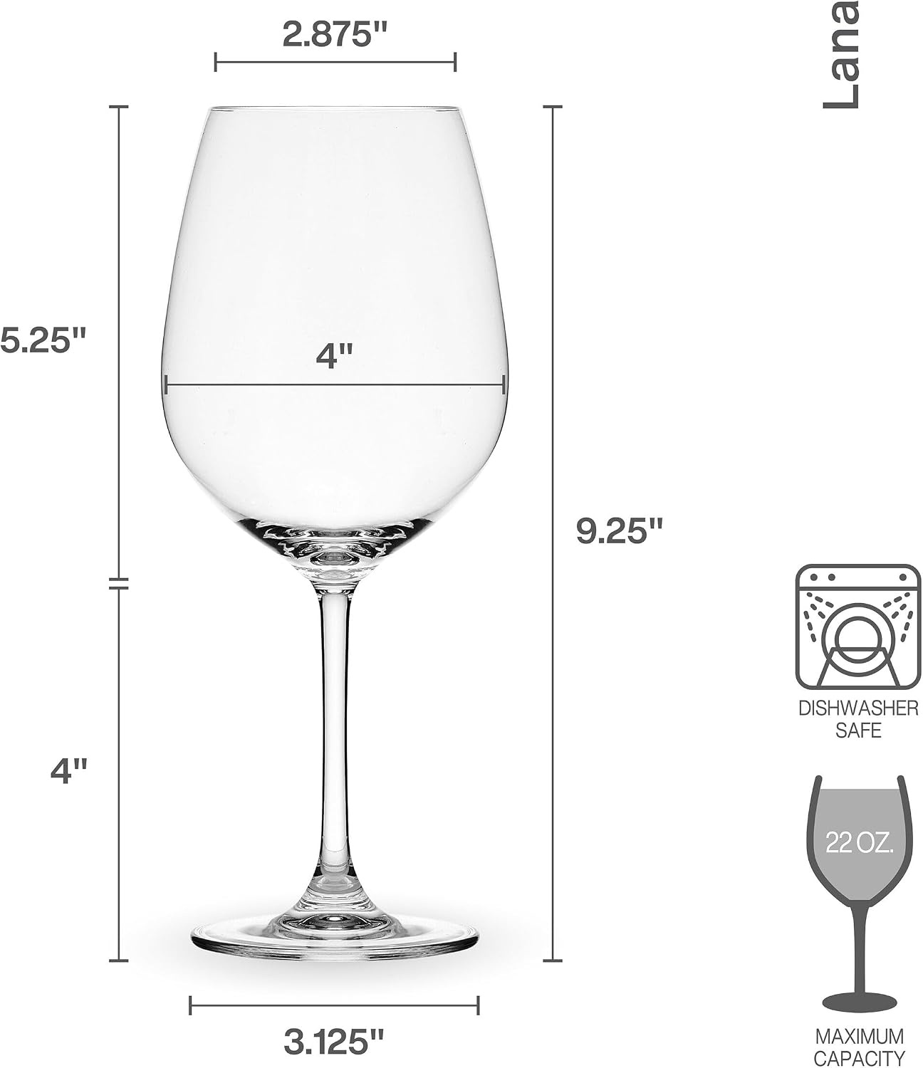Mikasa Lana Red Wine Balloon Glasses, Set of 4, 23 Ounce, Clear(Glass Red Wine Bordeaux) - view 2