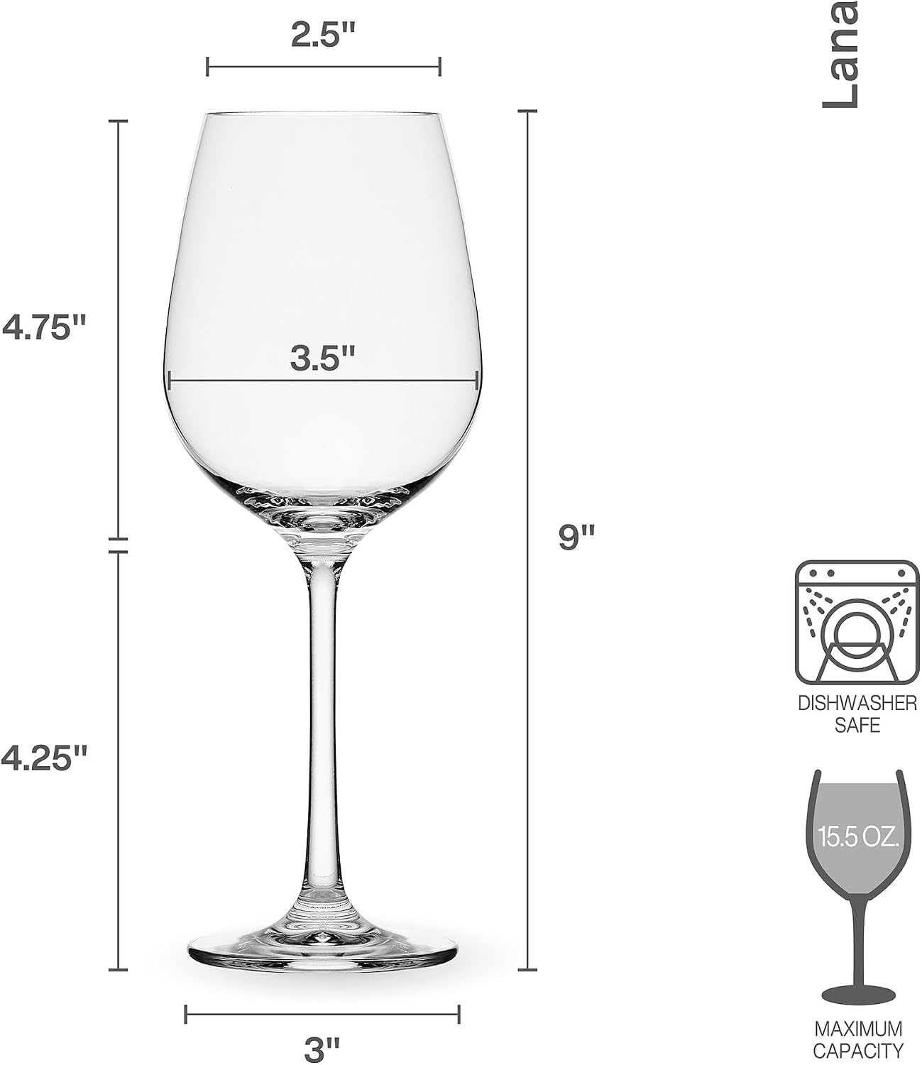 Mikasa Lana Red Wine Balloon Glasses, Set of 4, 23 Ounce, Clear(Glass White Wine) - view 2