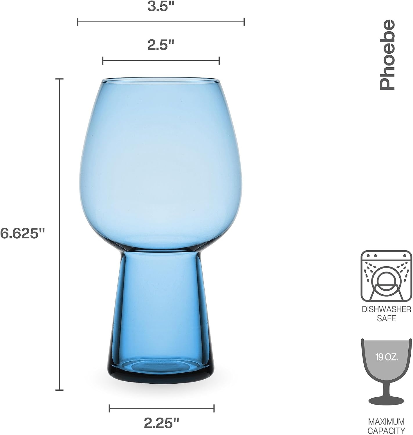 Mikasa Phoebe Goblet Beer Beverage Glass, Set of 4, Blue(Blue) - view 2