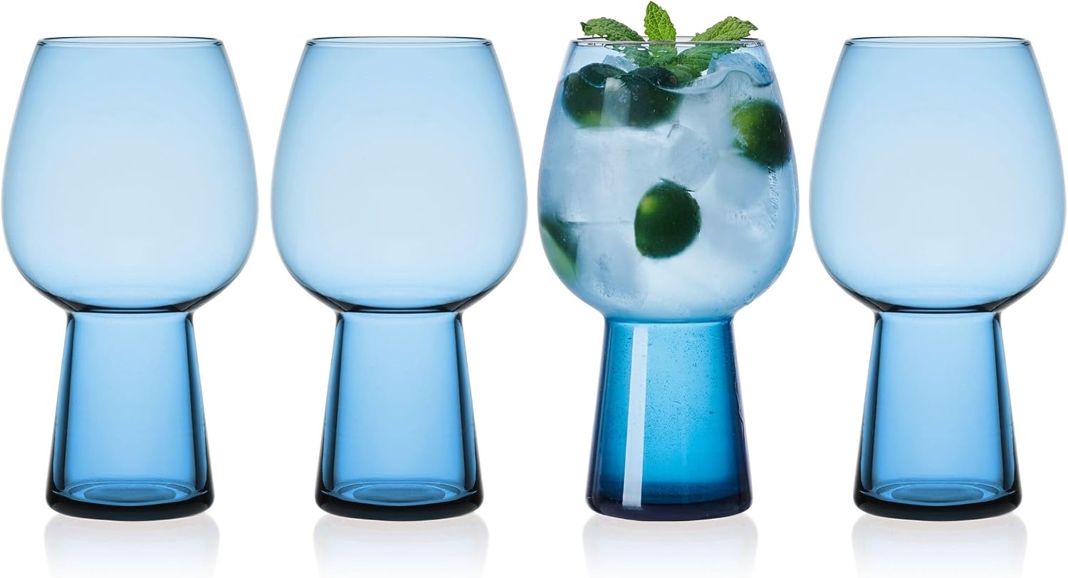 Mikasa Phoebe Goblet Beer Beverage Glass, Set of 4, Blue(Blue) - view 5