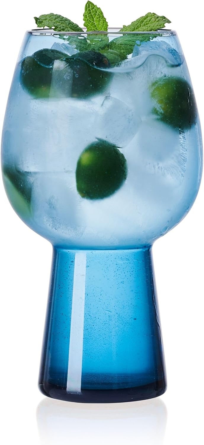 Mikasa Phoebe Goblet Beer Beverage Glass, Set of 4, Blue(Blue) - view 6