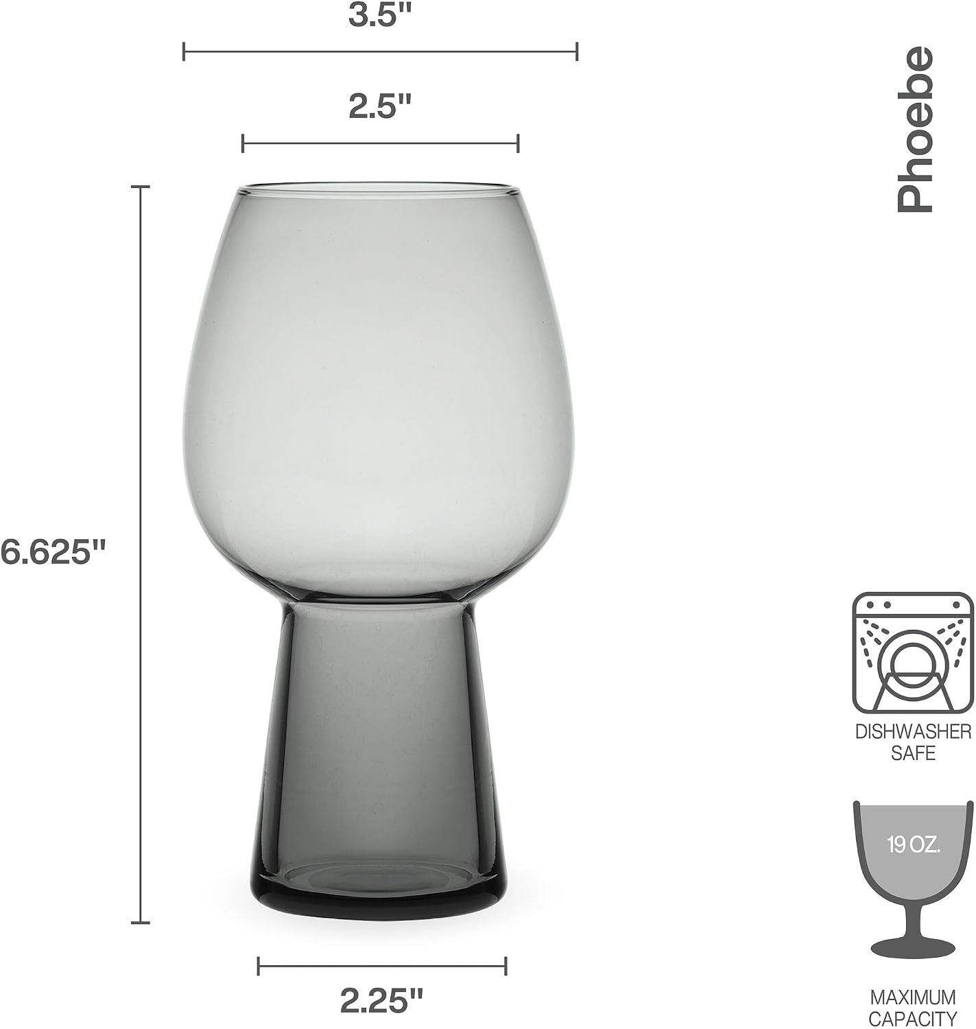 Mikasa Phoebe Goblet Beer Beverage Glass, Set of 4, Blue(Smoke) - view 2