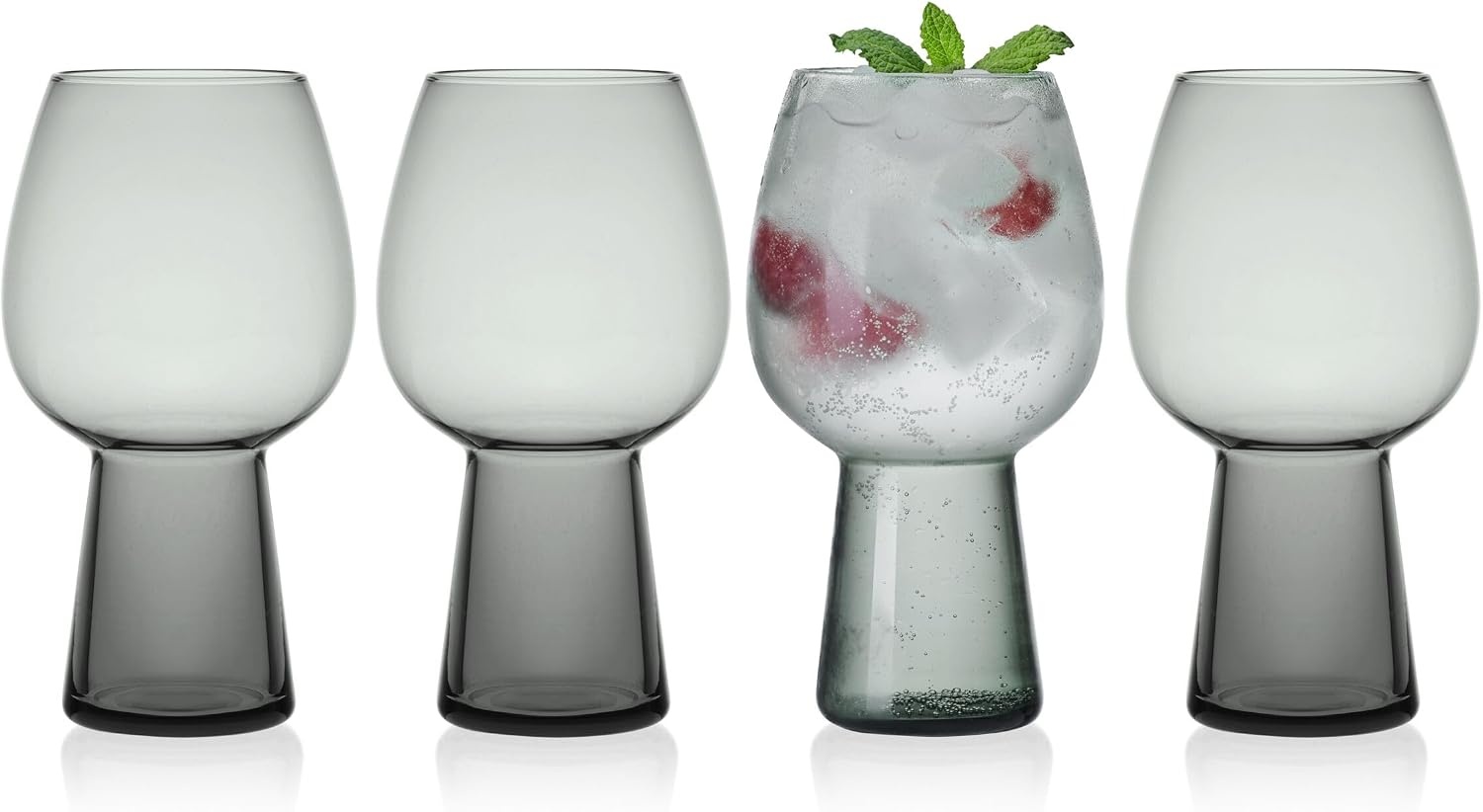 Mikasa Phoebe Goblet Beer Beverage Glass, Set of 4, Blue(Smoke) - view 5