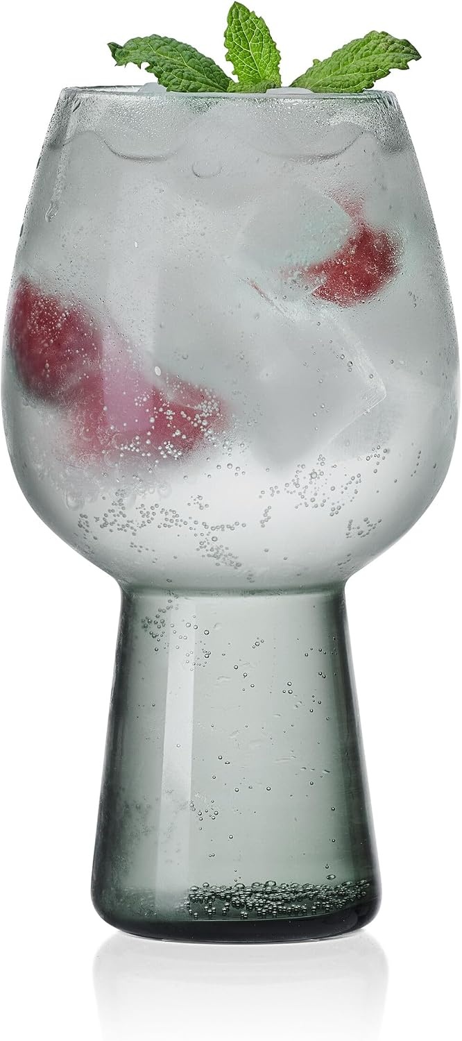 Mikasa Phoebe Goblet Beer Beverage Glass, Set of 4, Blue(Smoke) - view 6