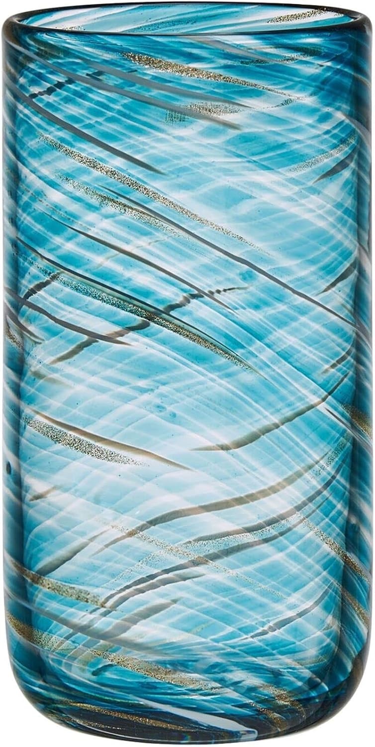 Mikasa Color Swirl Stemless Wine Glass, 4 Count (Pack of 1), Blue(18 Ounces)