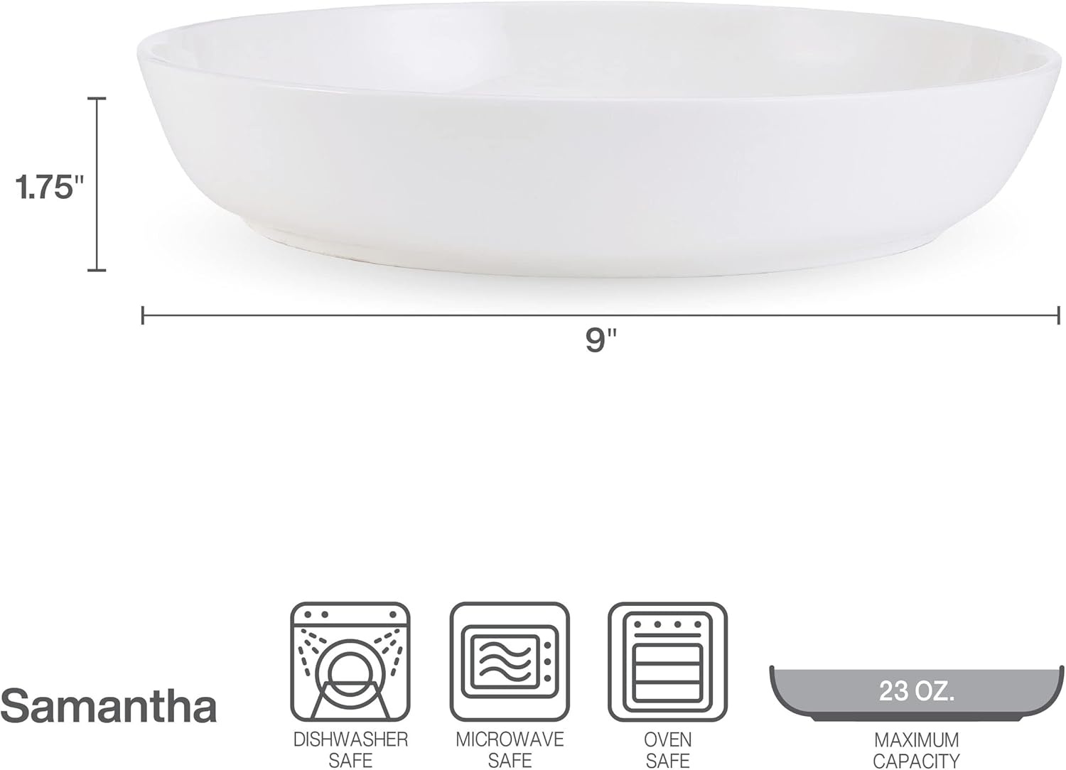Mikasa Samantha Oval Bone China Lightweight Chip Resisant Serving Tray, 14 Inch, White(Pasta Bowls) - view 3