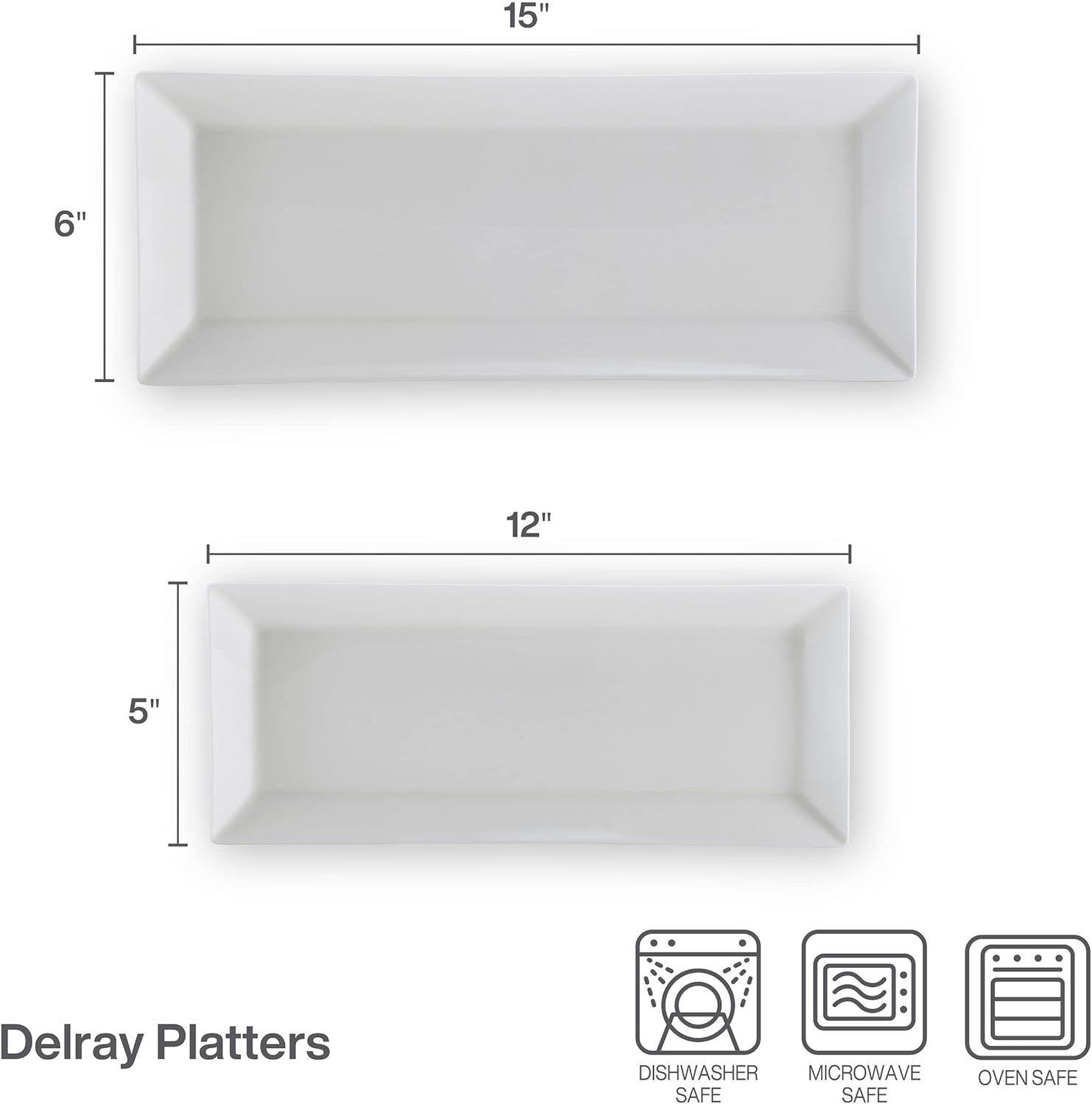 Mikasa Delray Chip Resistant Set of 2 Platter Serving Tray, 12 and 15 inch - view 2
