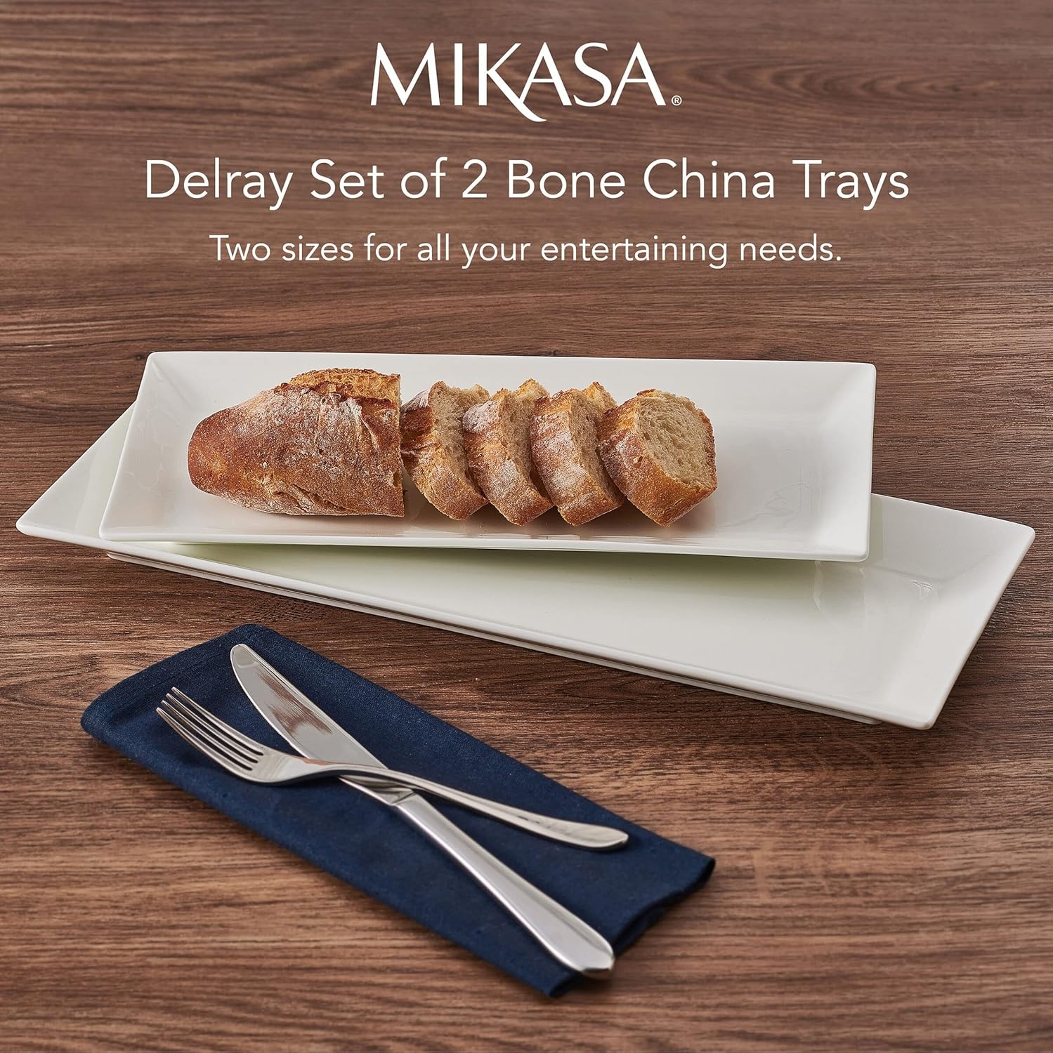 Mikasa Delray Chip Resistant Set of 2 Platter Serving Tray, 12 and 15 inch - view 3