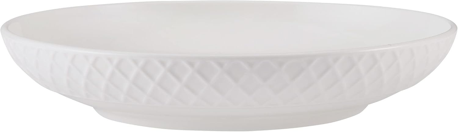 Mikasa Trellis Bone China 9-Inch Pasta Bowls Set of 4, Lightweight, Chip-Resistant White Porcelain, Dishwasher and Microwave Safe(9-inch (Pack of 4))