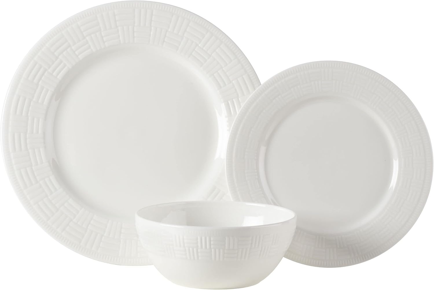 Mikasa Patterson Vegan Bone China Chip Resistant 12 Piece Dinnerware Set, Service for 4(Ashlyn)