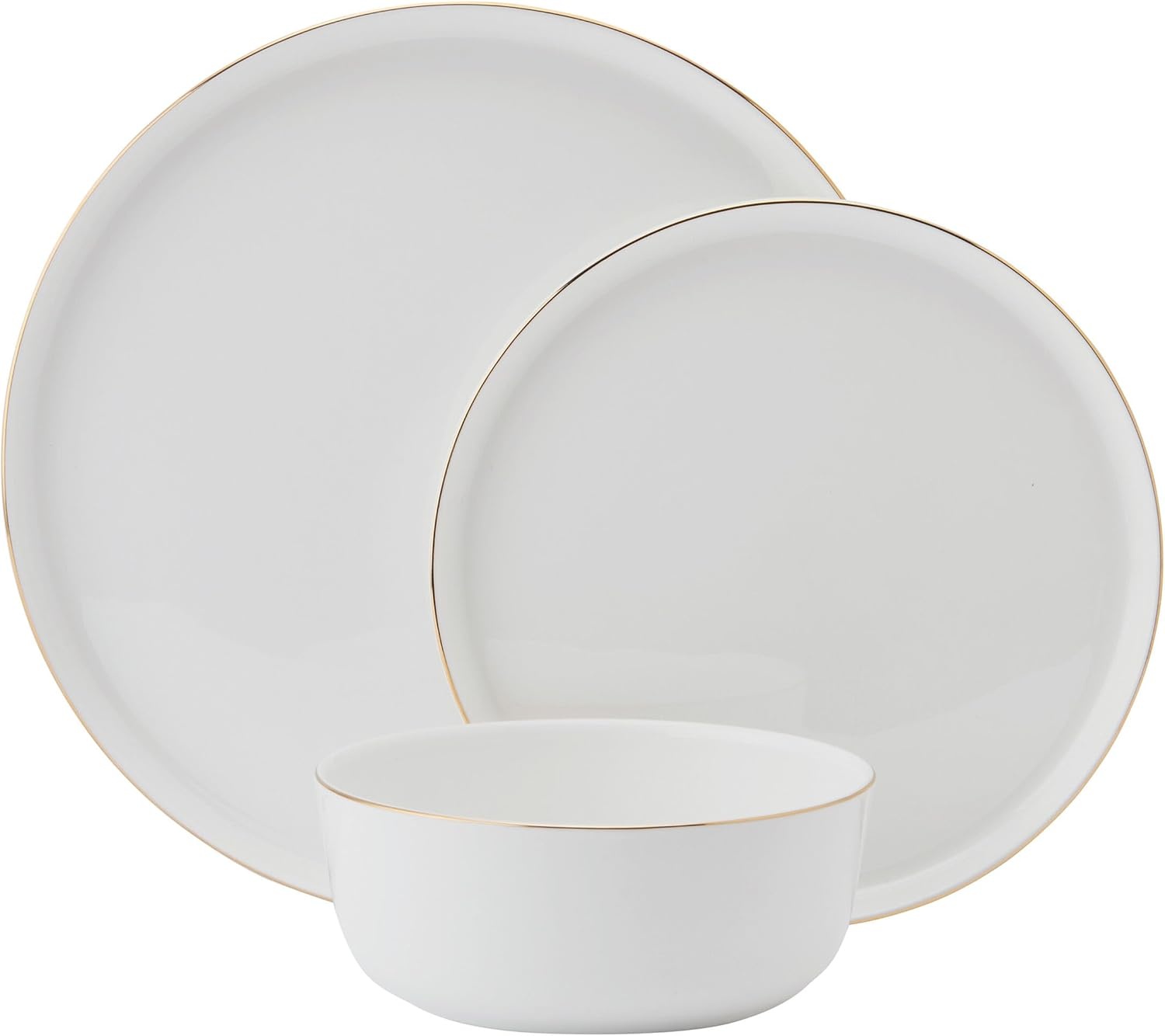 Mikasa Samantha Gold Bone China Chip Resistant 12 Piece Dinnerware Set, Servie for 4