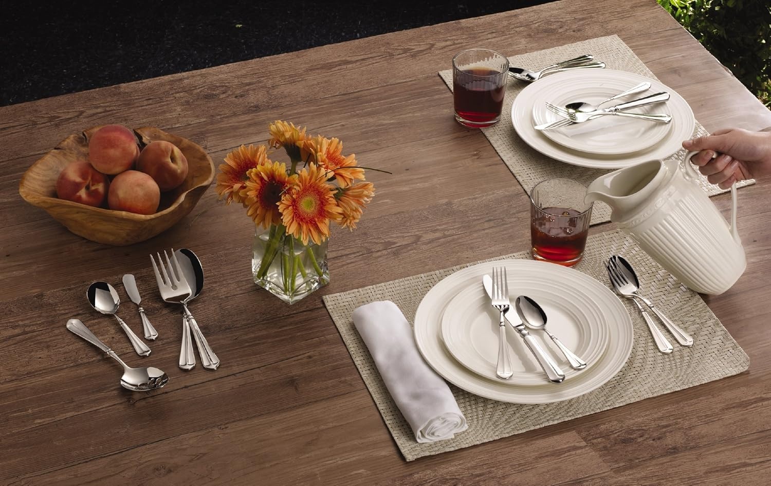 Mikasa French Countryside 45-Piece Stainless Steel Flatware Set with Serveware, Service for 8(French Countryside)