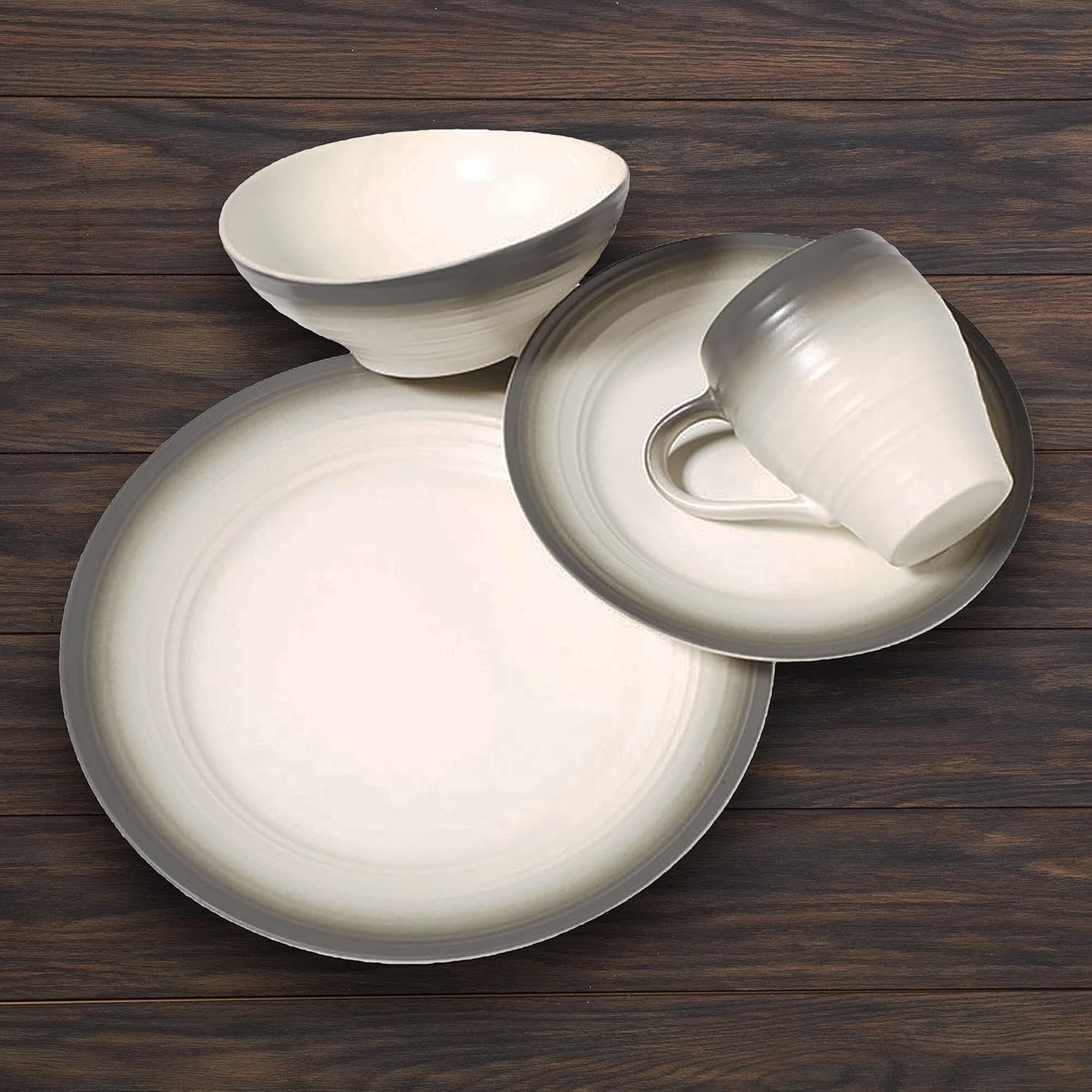 Mikasa Swirl 4-Piece Place Setting, Service for 1, Ombre Graphite(Ombre Graphite)