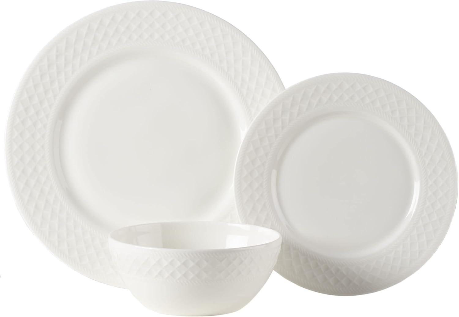 Mikasa Patterson Vegan Bone China Chip Resistant 12 Piece Dinnerware Set, Service for 4(Patterson)