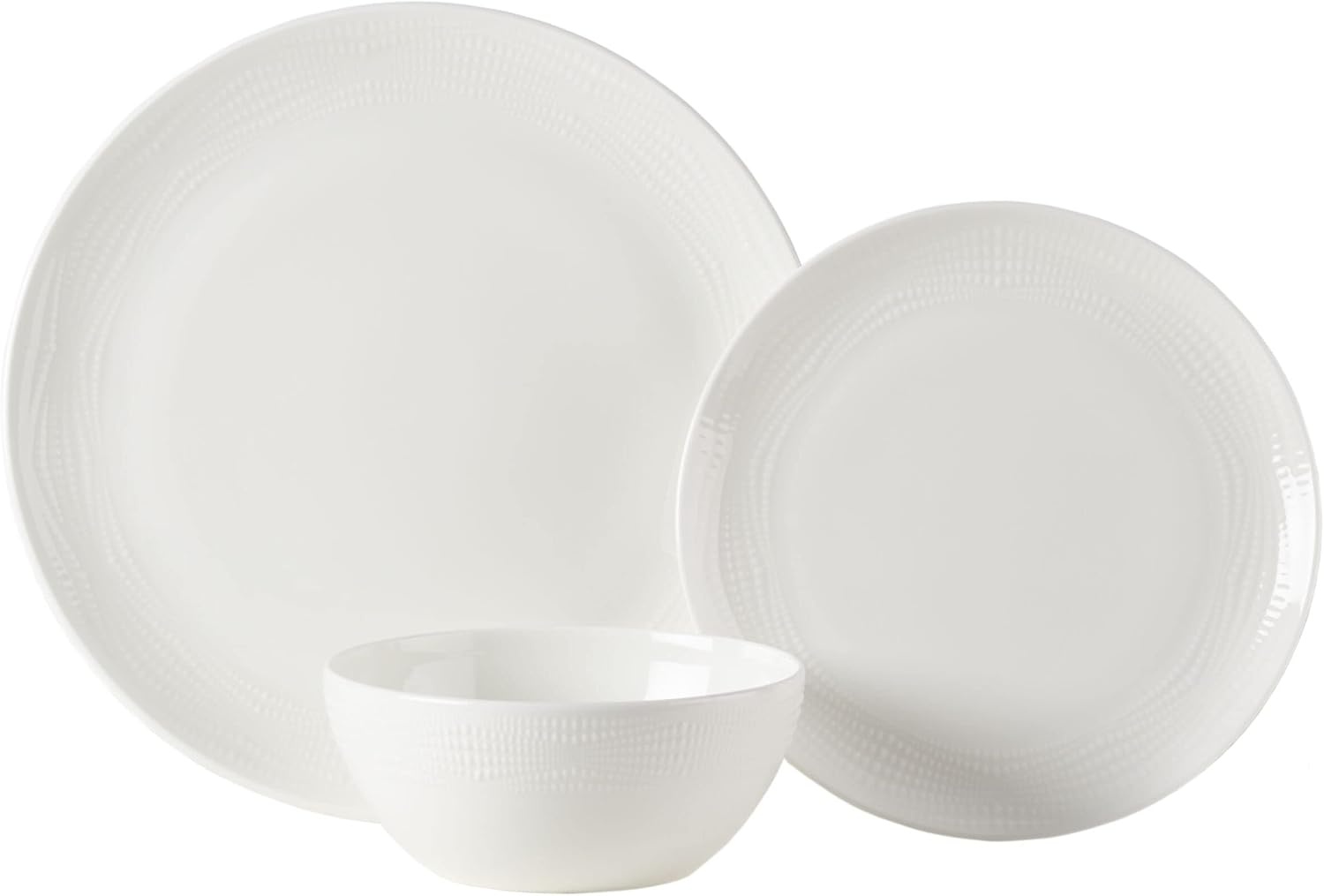 Mikasa Patterson Vegan Bone China Chip Resistant 12 Piece Dinnerware Set, Service for 4(Mirabel)