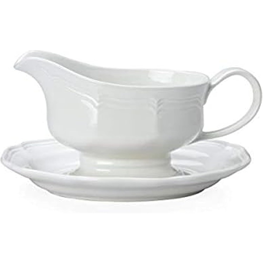 Mikasa French Countryside Blue 2 Piece Gravy Boat Set, White