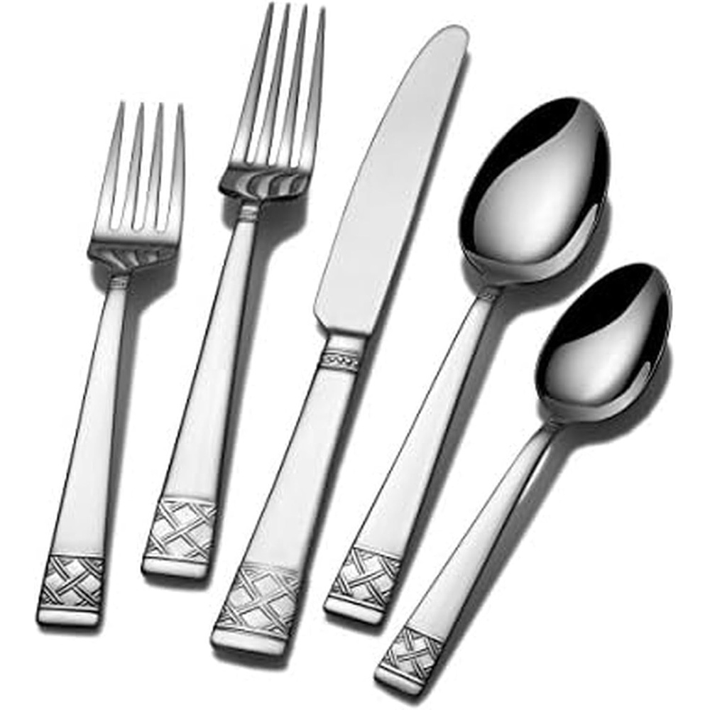 Mikasa French Countryside 45-Piece Stainless Steel Flatware Set with Serveware, Service for 8(Avalene)