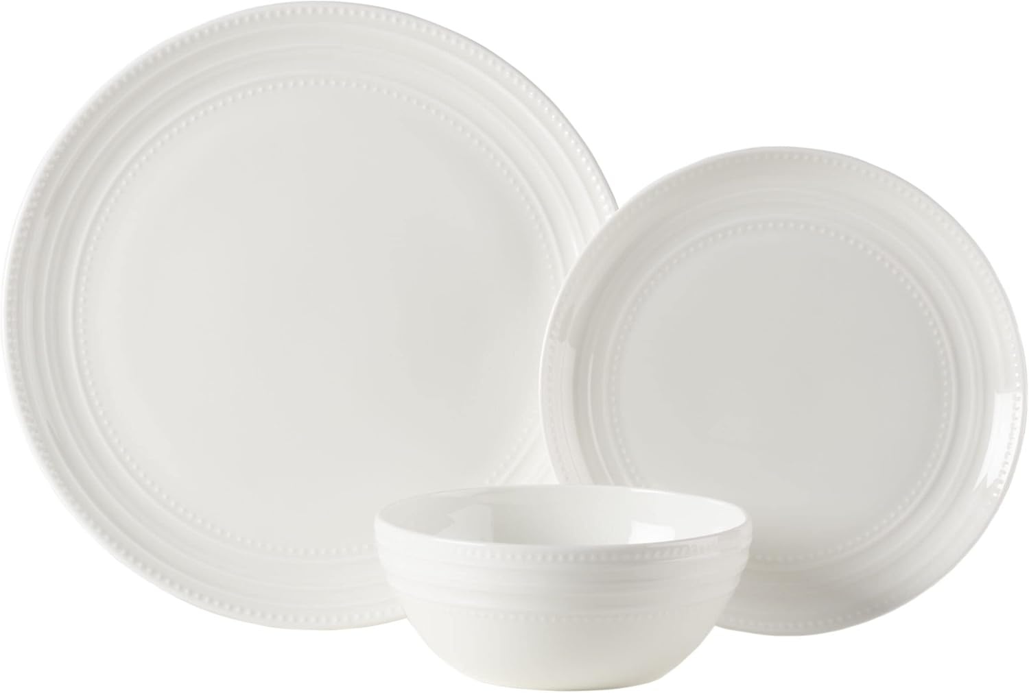 Mikasa Patterson Vegan Bone China Chip Resistant 12 Piece Dinnerware Set, Service for 4(Kamryn)