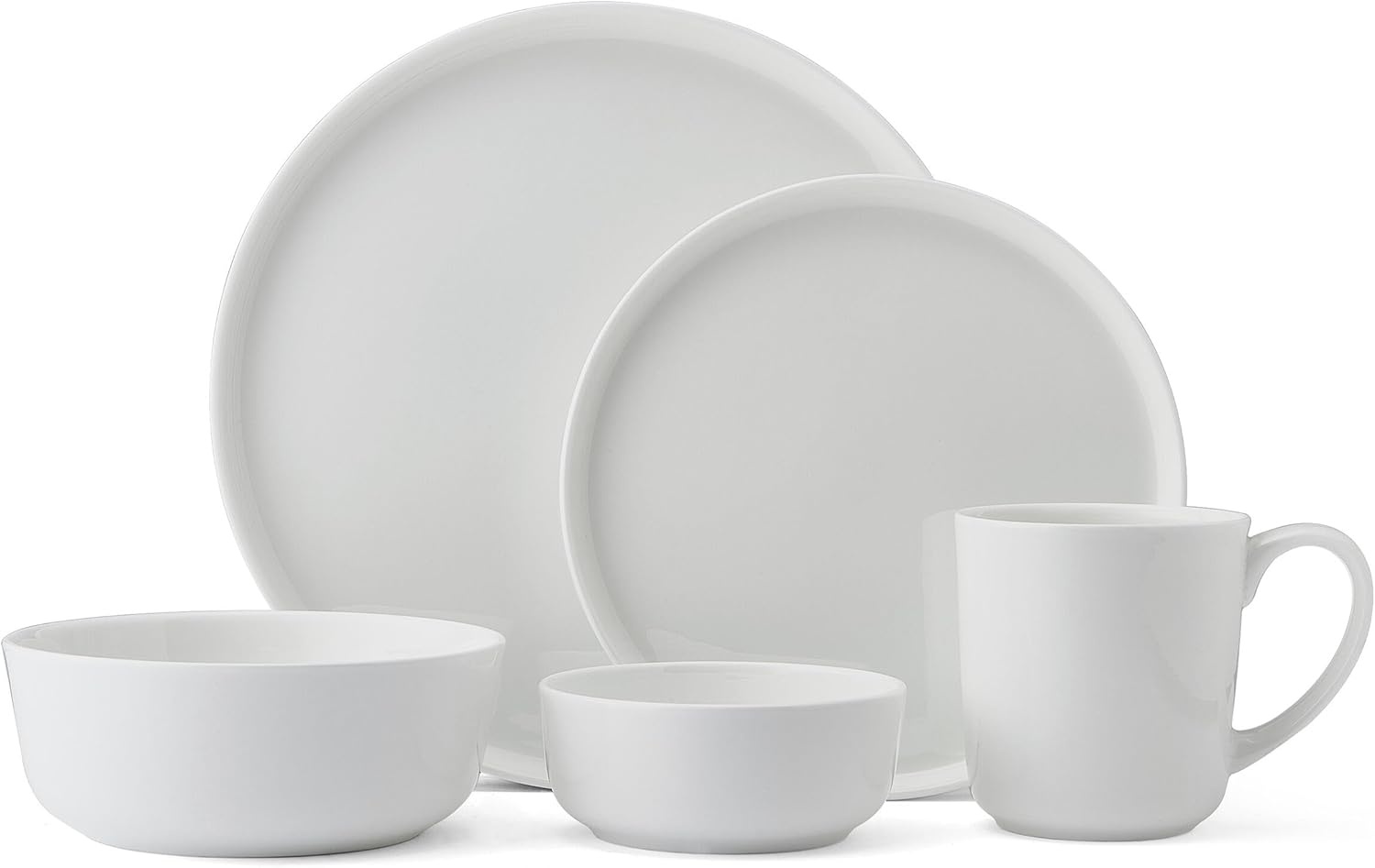 Mikasa Delray 40-Piece Bone China Dinnerware Set, White Round Dishes for 8 – Dinner Plates, Salad Plates, Cereal Bowls, Fruit Bowls and Mugs(Samantha)