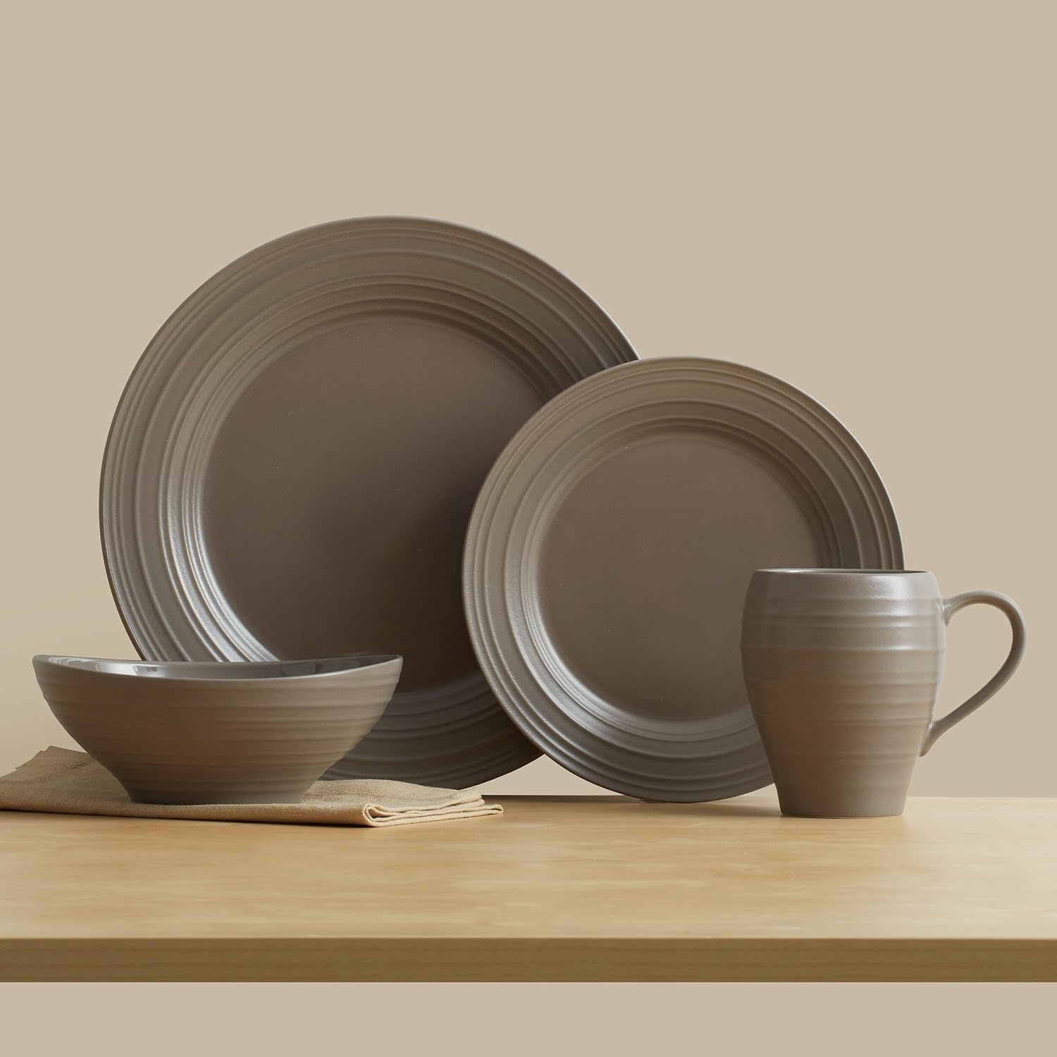 Mikasa Swirl 4 Piece Place Setting, Service for 1, Mocha(Mocha) - view 2