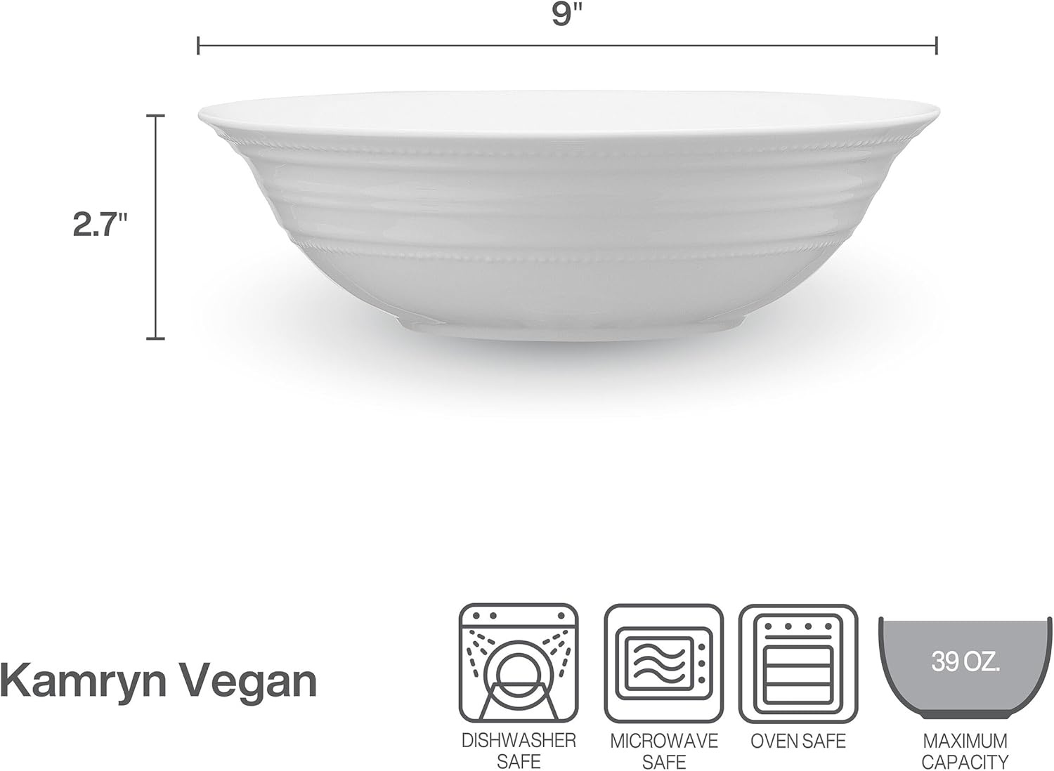 Mikasa Kamryn Vegan Bone China Lightweight Oval Platter, 14 Inch(White)