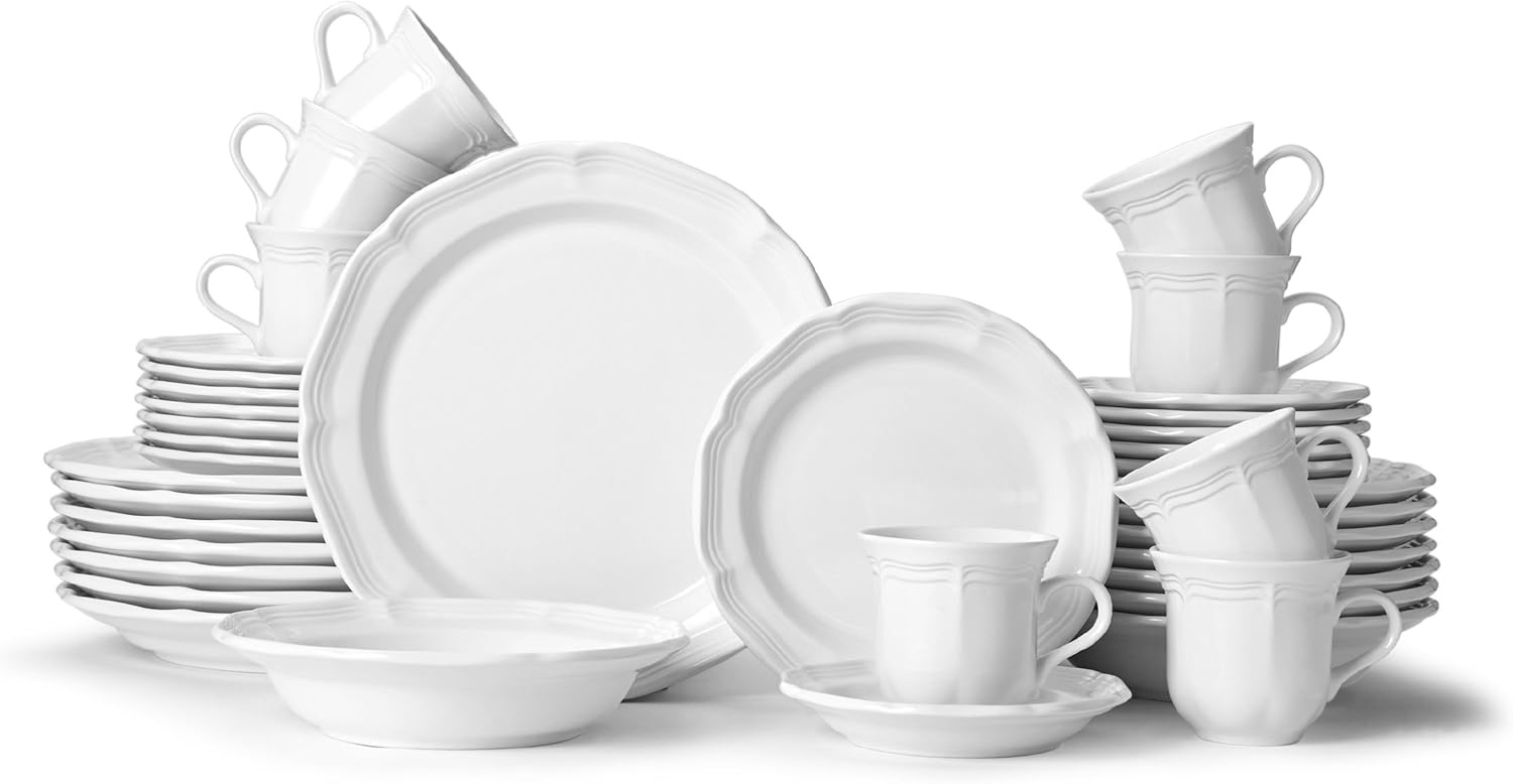 Mikasa French Countryside 5-Piece Place Setting, Cream(40-Piece Set)