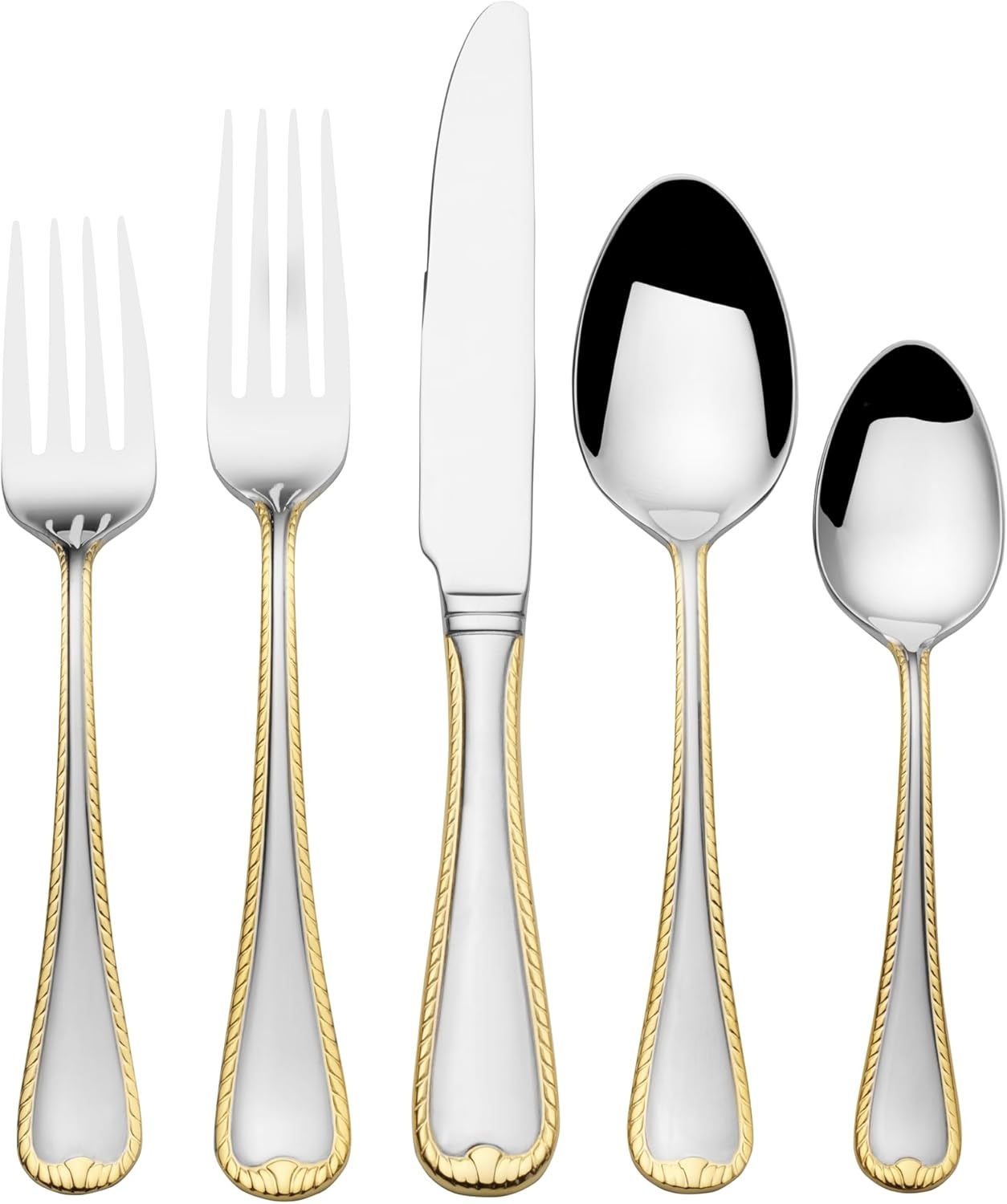 Mikasa French Countryside 65-Piece Flatware Set, Service for 12, 18/10 Stainless Steel Silverware Set with Hostess Serving Pieces, Dishwasher Safe(65 Piece Set)